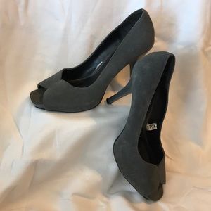 Grey suede Mossimo peep toe heels